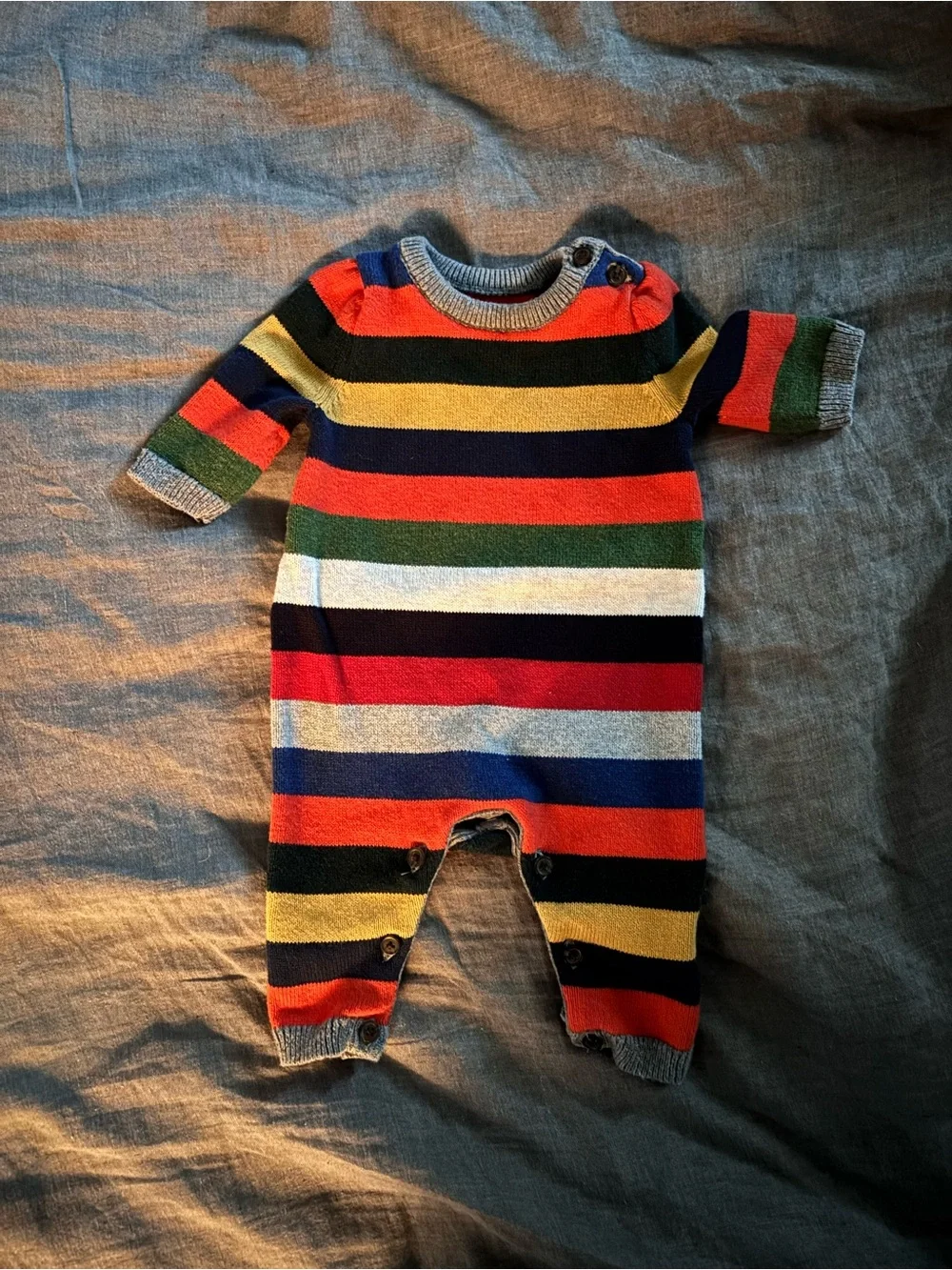 GAP Rainbow Striped Knit One-Piece - Red, Yellow, Green, Blue, Black, White